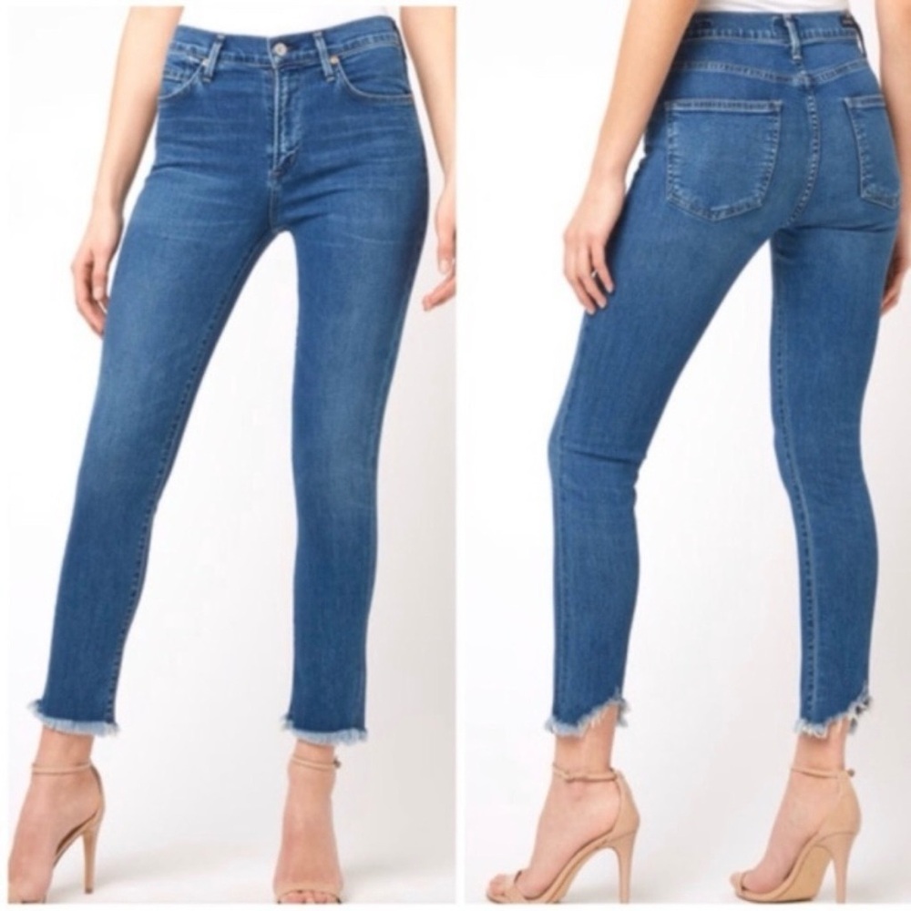 Citizens of Humanity rocket crop high rise skinny jeans // raw hem // size 27